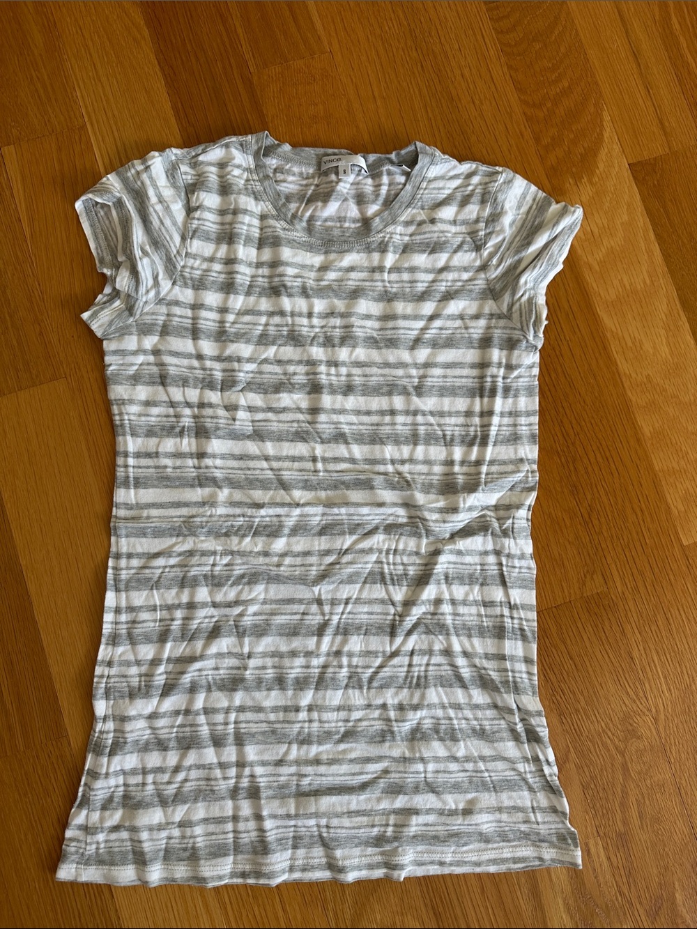 Vince Short Sleeve Striped Tee - White & Light Gray